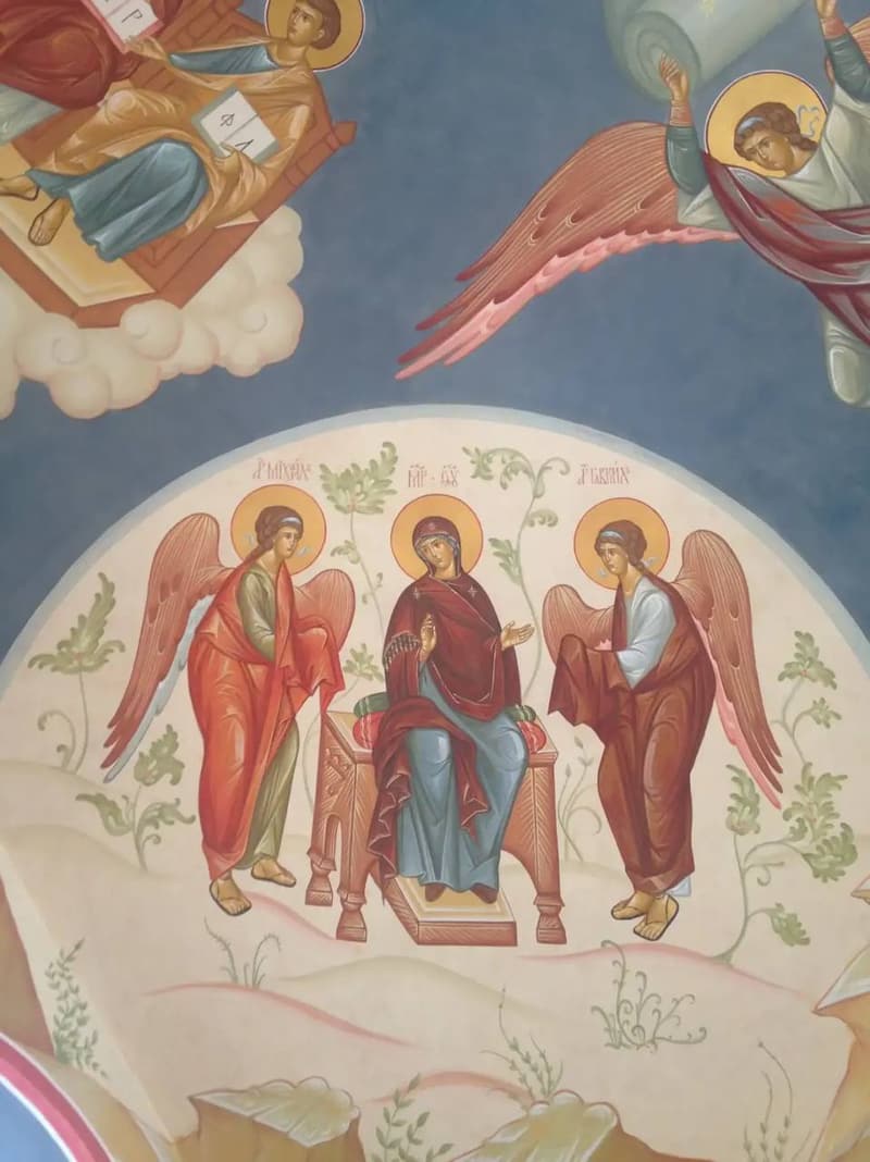 Church murals. Murals of the Church of the Chernigov Icon of the Mother of God, Sanino, Vladimir Region